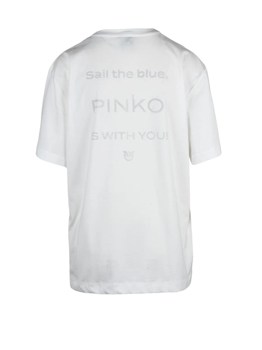 Pinko White Relaxed Fit Cotton T-Shirt