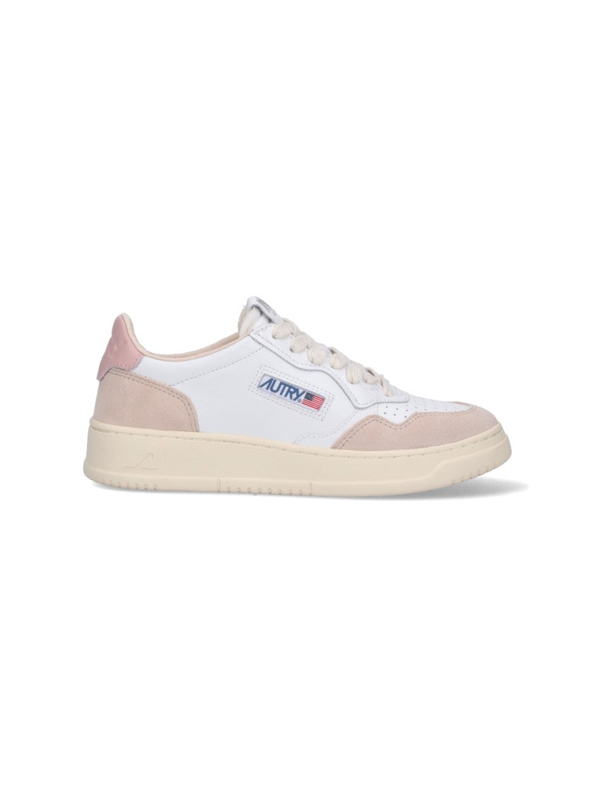 Autry White Low-Top Suede Overlay Sneakers