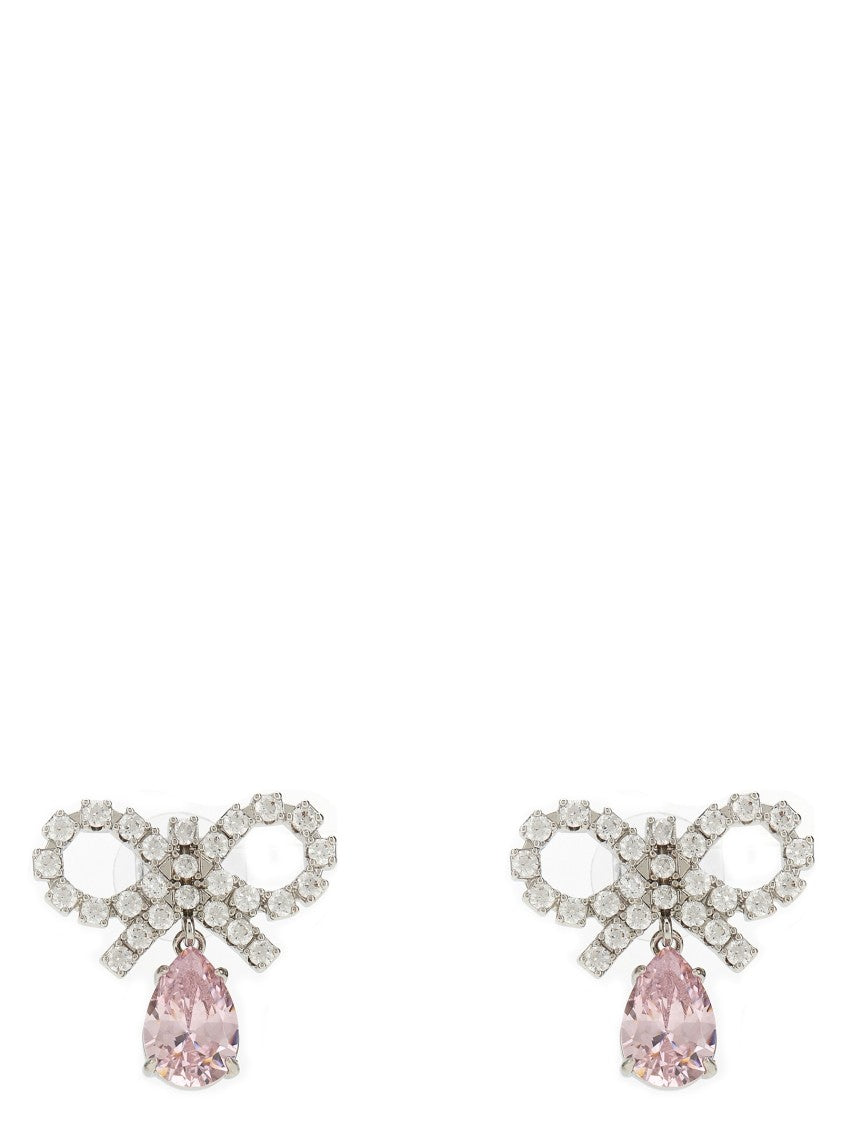 Self-Portrait 'Micro Bow Pink Droplet' Earrings