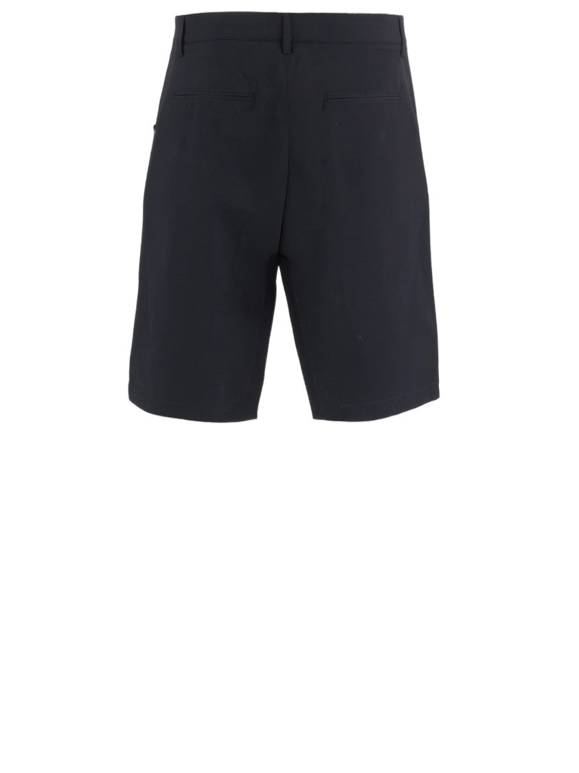 Just Cavalli Tailored Dark Navy Stretch Nylon Shorts With Logo Detail