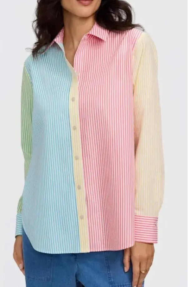 Mc2 Saint Barth Cristal Seersucker Multicolor Striped Shirt