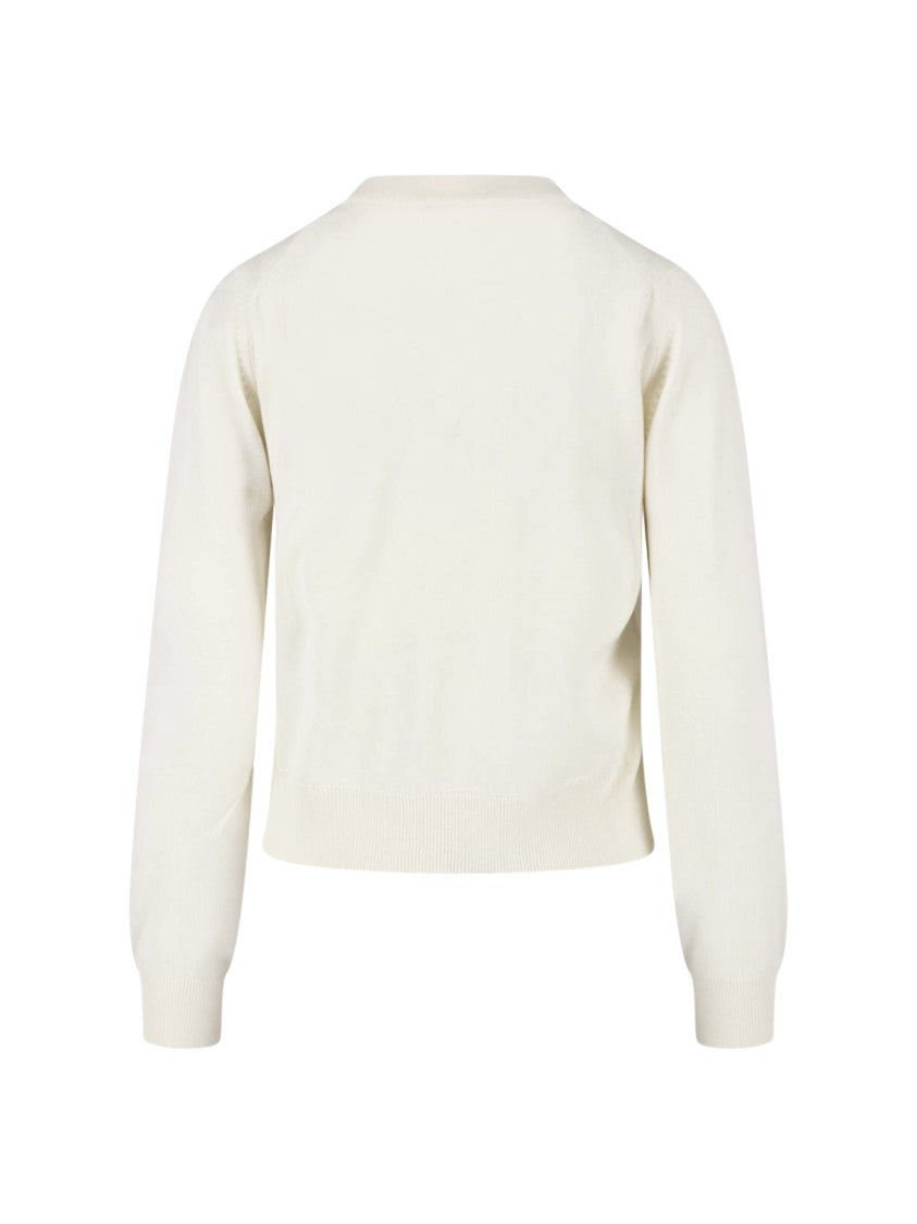 Maison Kitsuné Cream Baby Fox Merino Wool Cardigan