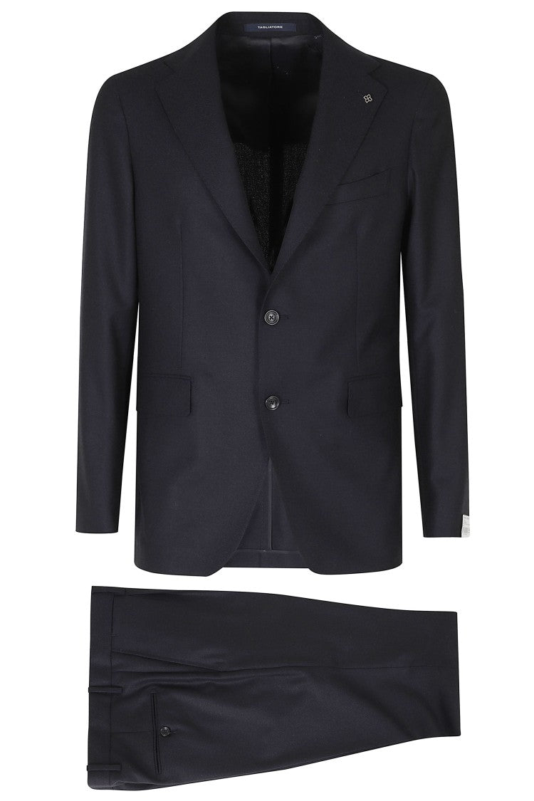 Tagliatore Blue Single-Breasted One-Pleat Flannel Wool-Blend Suit