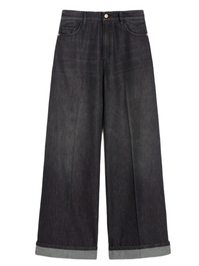 Max Mara Wide-Leg Denim Jeans With Tailored Pressed Crease