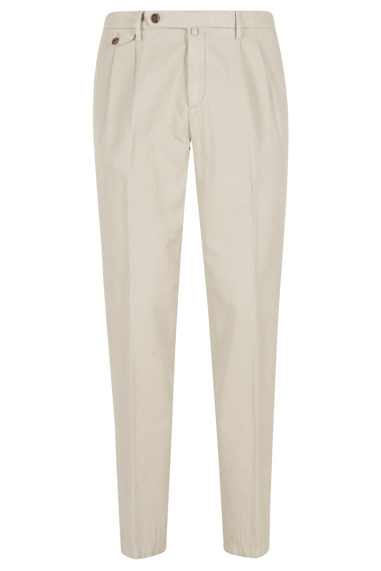 Briglia Dove Gray Double Darts Flap Pocket Cotton-Blend Straight-Leg Pants