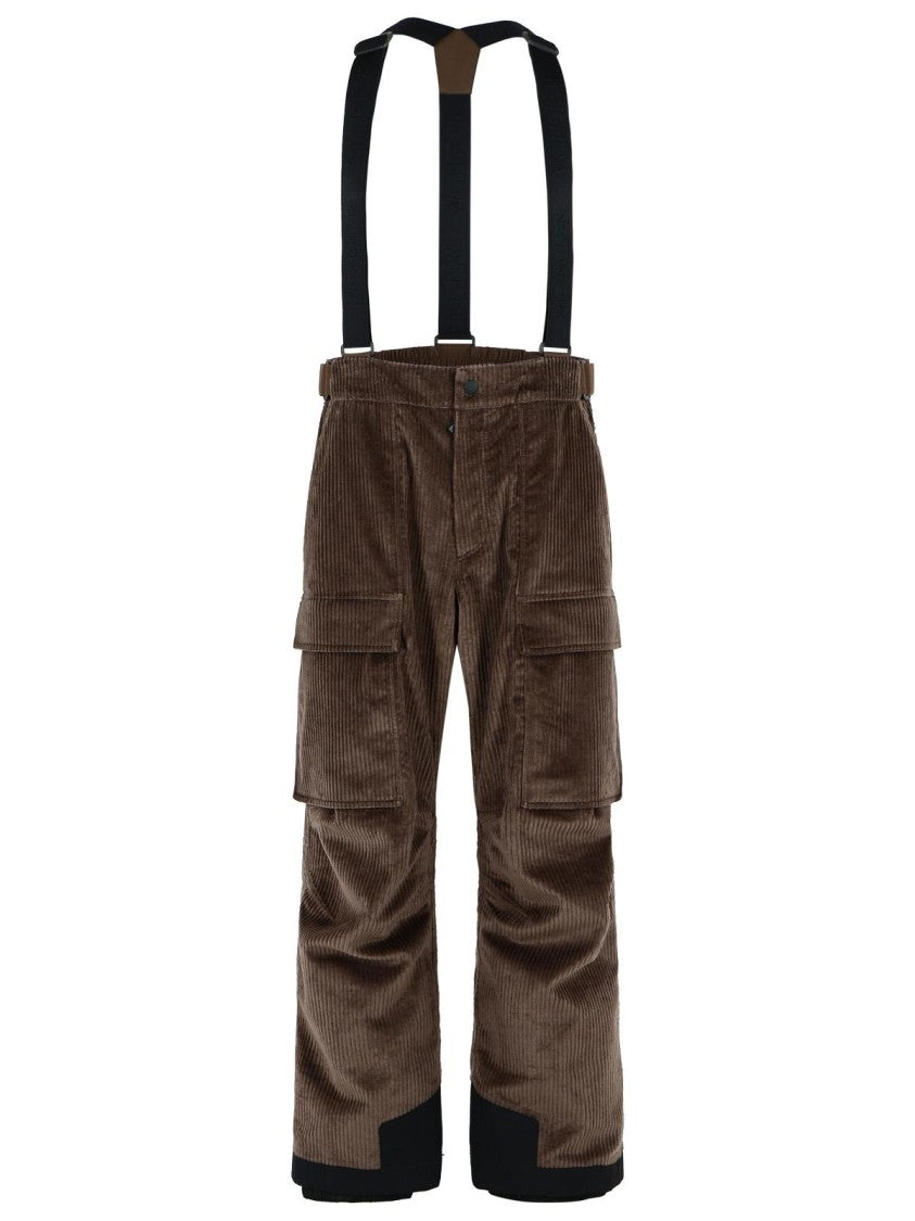Moncler Grenoble Brown Corduroy Padded Ski Overalls