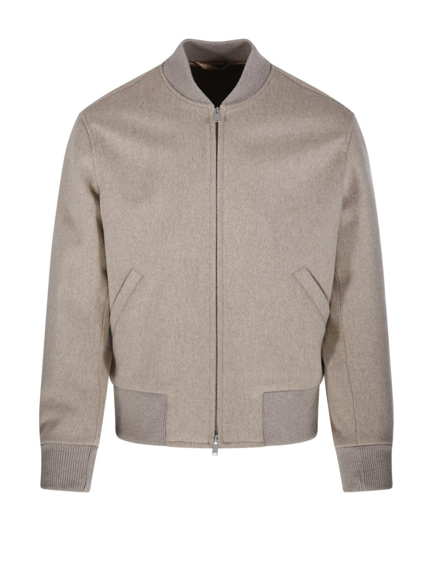 Lardini Classic Bomber Jacket In Pure Virgin Wool