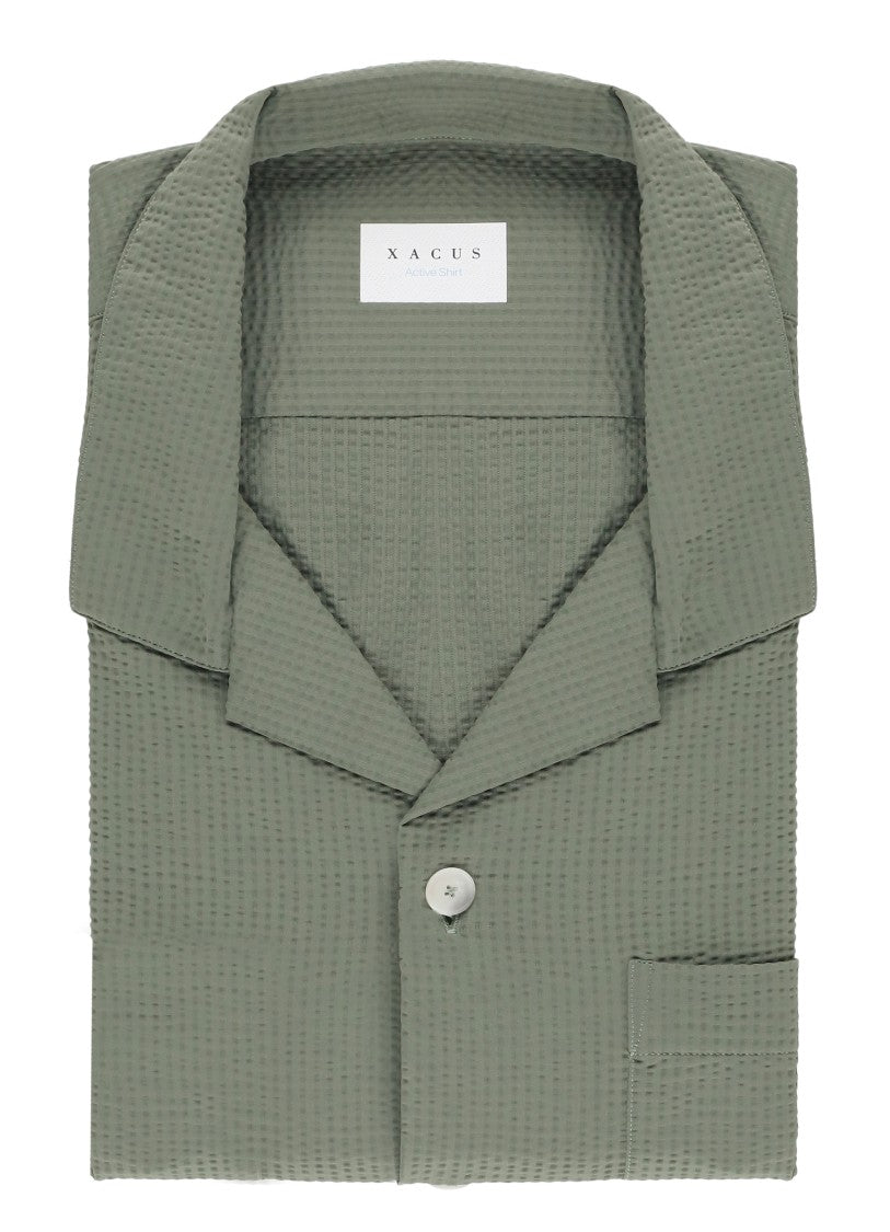 Xacus Green Seersucker Active Casual Shirt