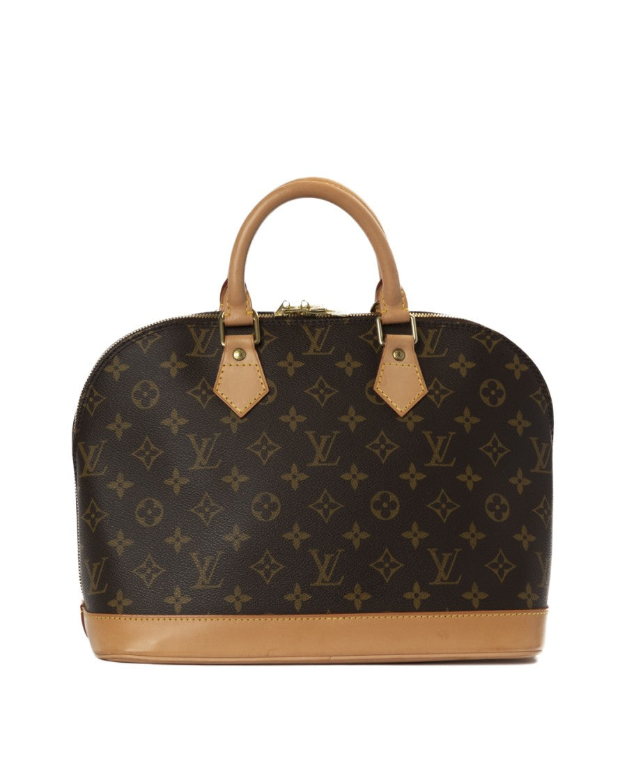 Louis Vuitton Pm Monogram Canvas Handbag With Leather Trim