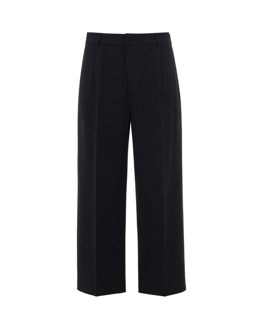 Thestroy Black Inno Double Pleat Stretch Twill Cropped Pants