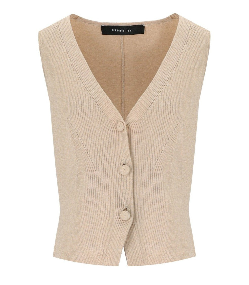 Federica Tosi Ecru Vest With Bow