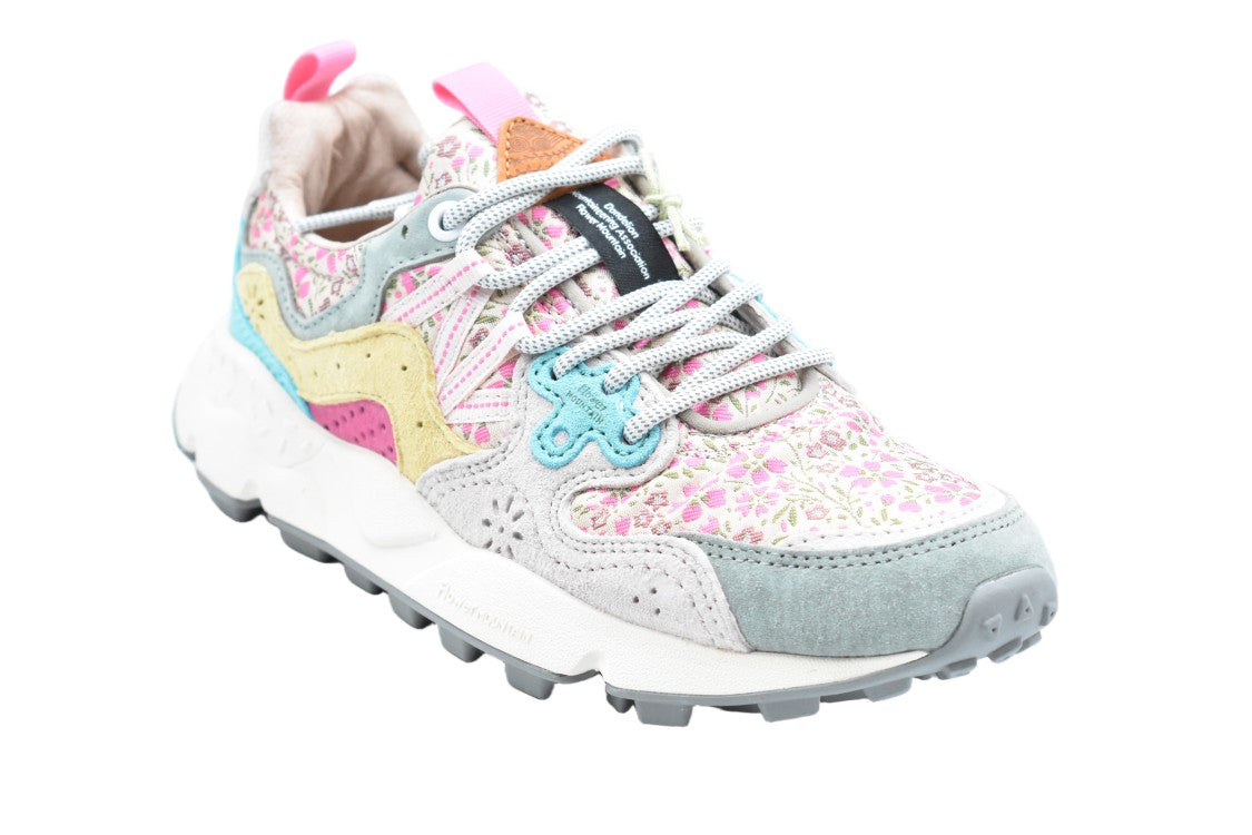 Flower Mountain Sage Pink Suede Nylon Low-Top Shoes