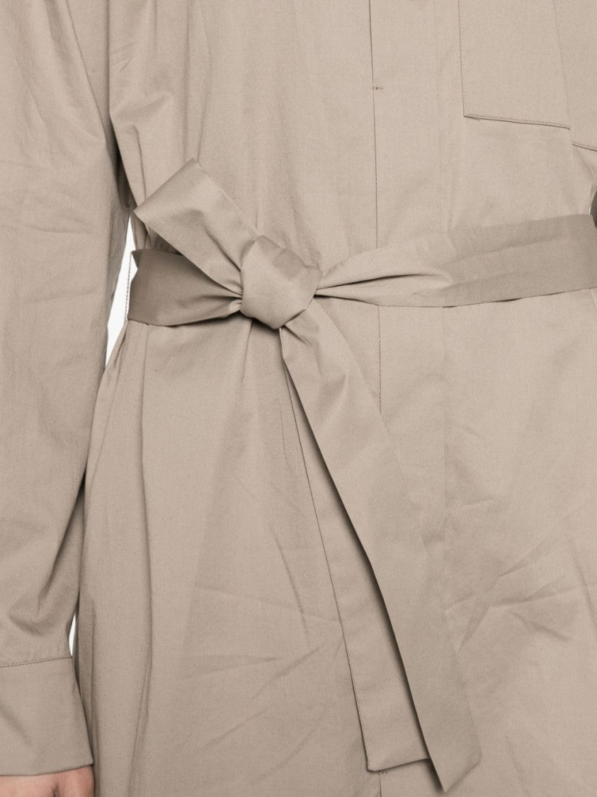 Peserico Midi Dress With Classic Shirt Collar And Self-Tie Belt