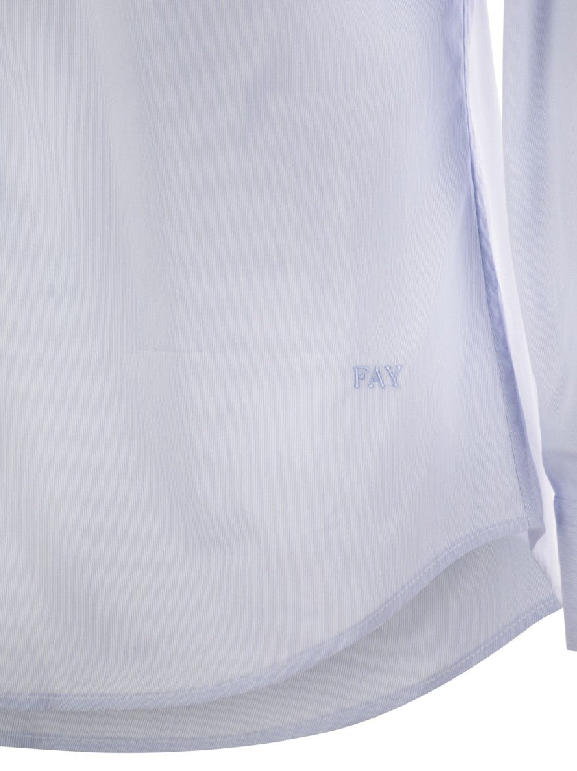 Fay Stretch Poplin Shirt With French Collar