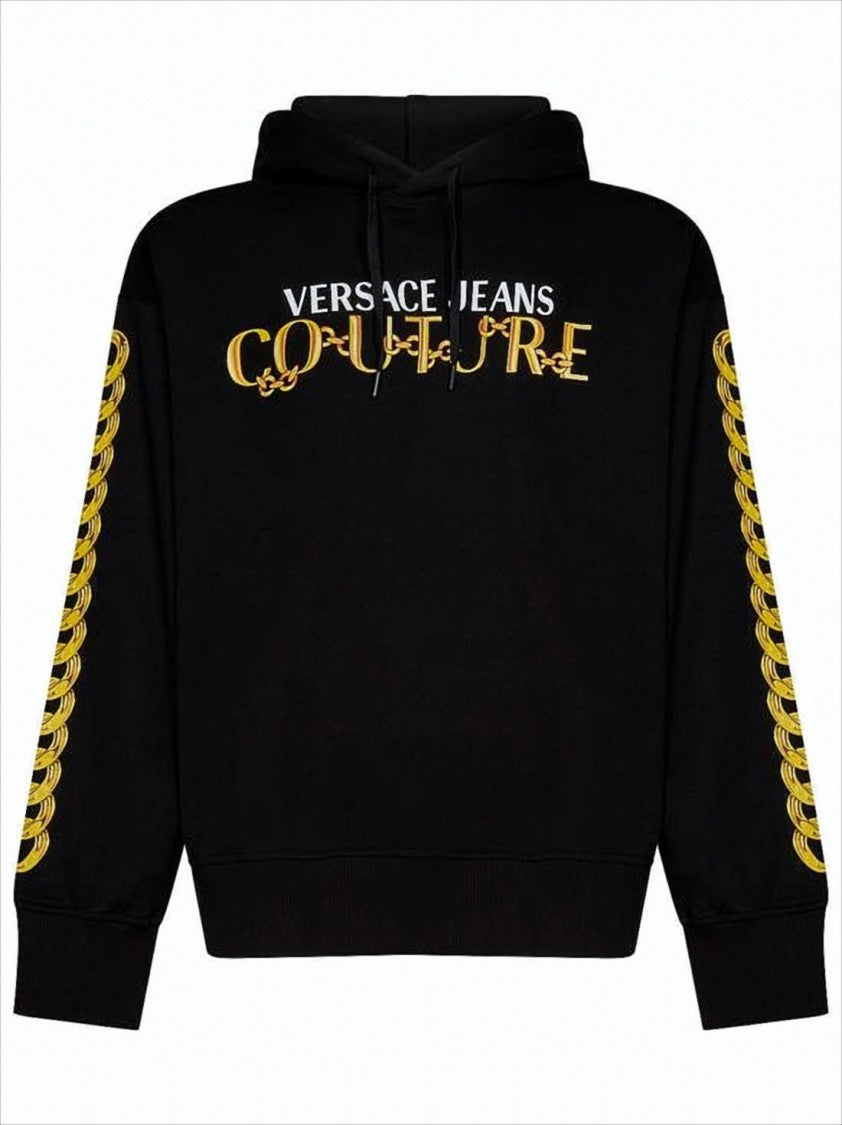 Versace Bold Black Hoodie With Iconic Chain Motif