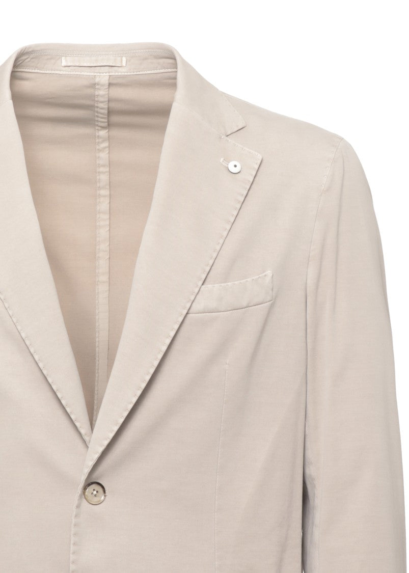 Lubiam Beige Cotton-Silk Classic Lapel Blazer