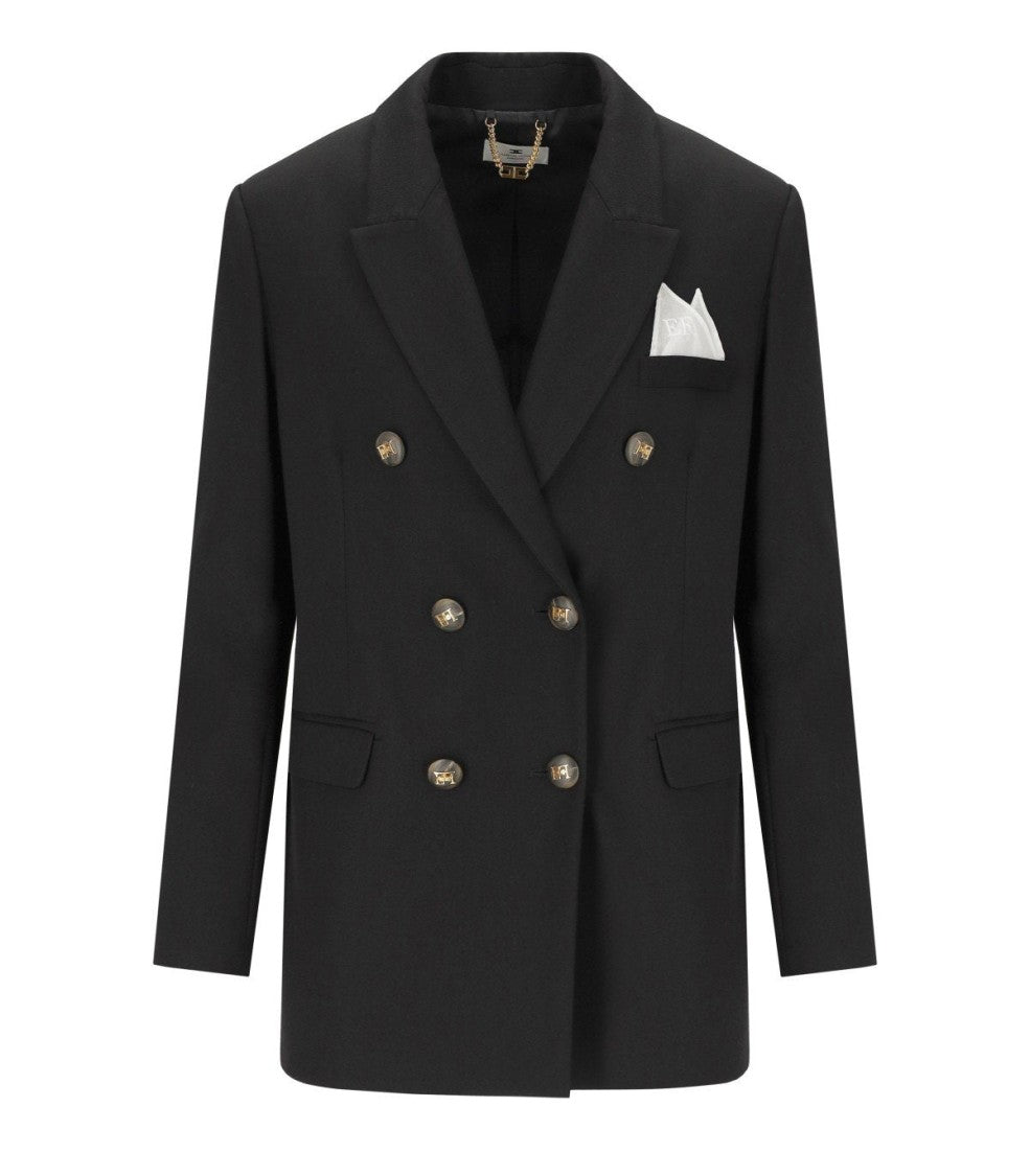 Elisabetta Franchi Black Double-Breasted Blazer