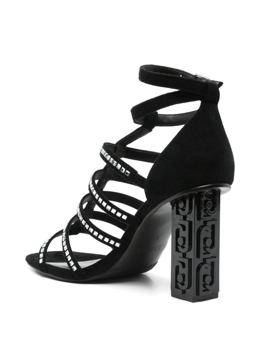 Liu Jo Black Sandals With Striking Embellishments And Block Heel