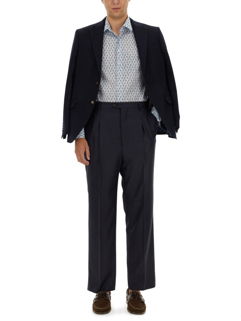 Etro Tailored Black Wool Pants With Sharp Pleats