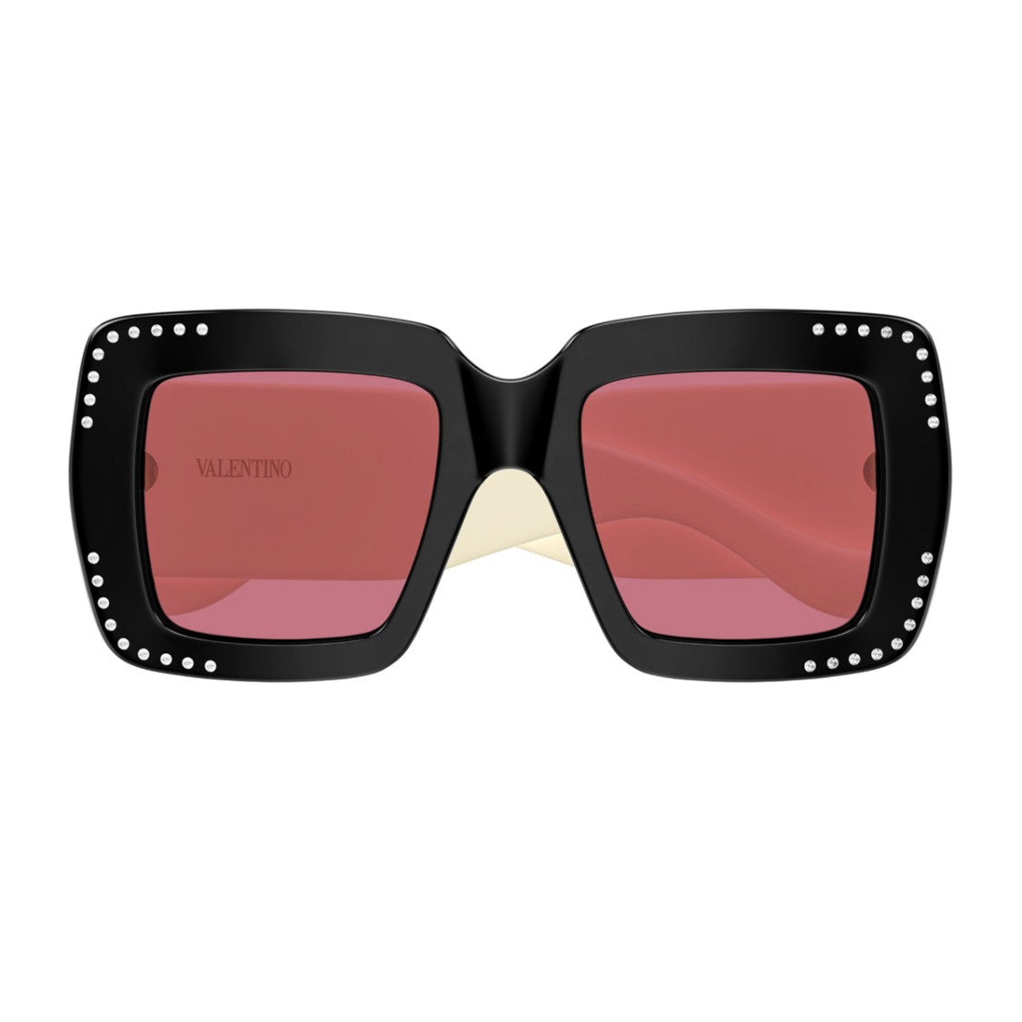 Valentino Black Ivory Red Linea V Logo Vg0056s Square Sunglasses