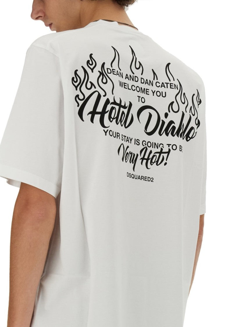 Dsquared2 Graphic Print Relaxed Fit Cotton T-Shirt
