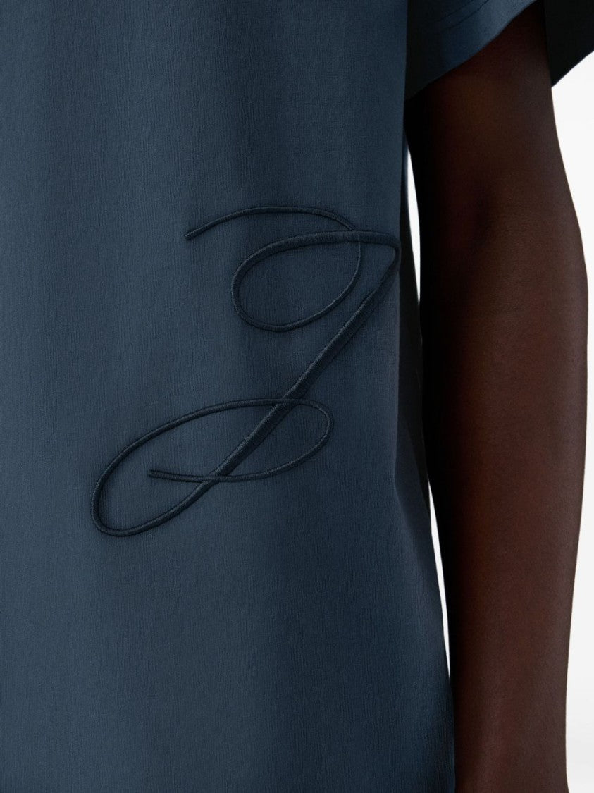Jacquemus Navy Blue Embroidered Logo Crew Neck T-Shirt