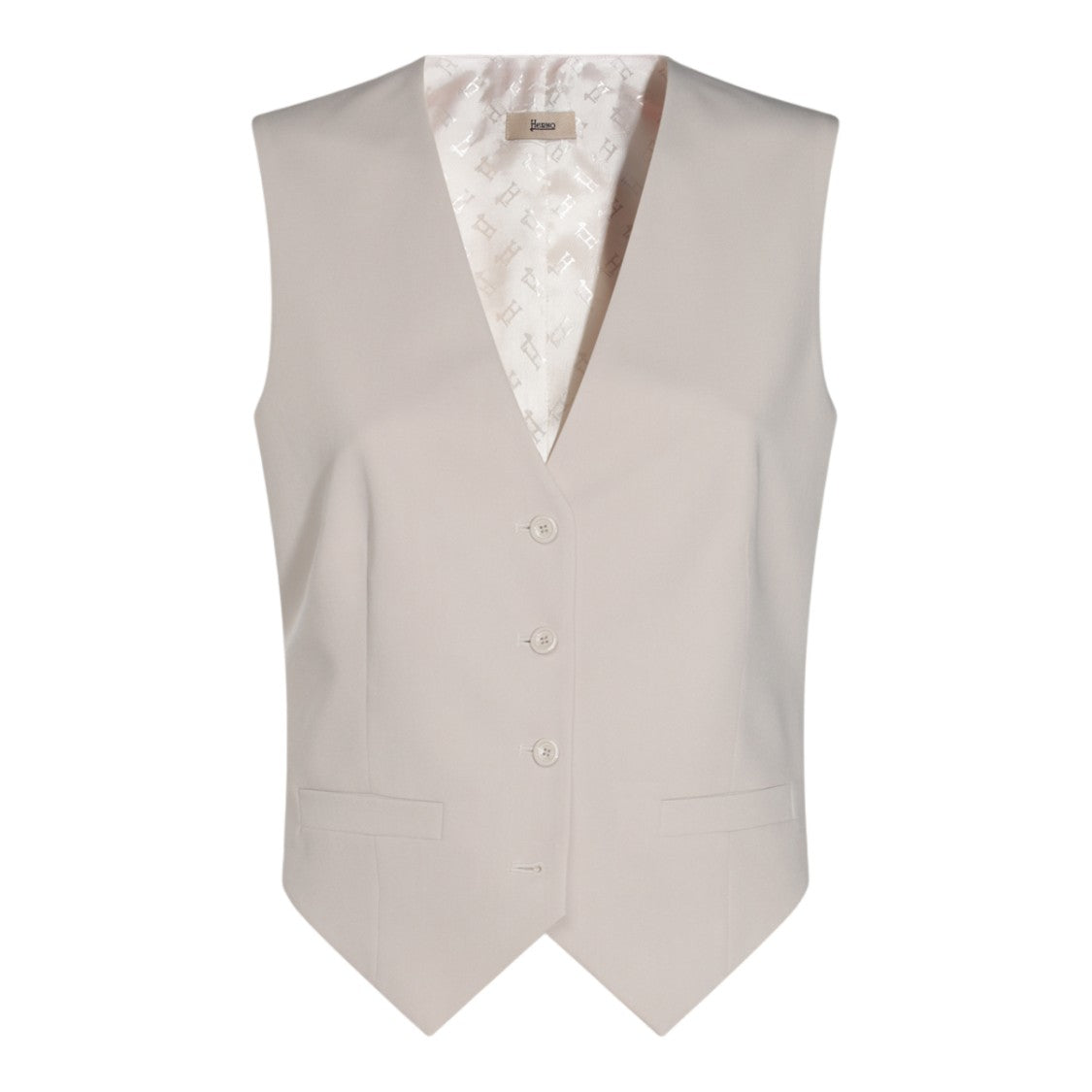 Herno Tailored Sleeveless Vest With V-Neckline And Patterned Back