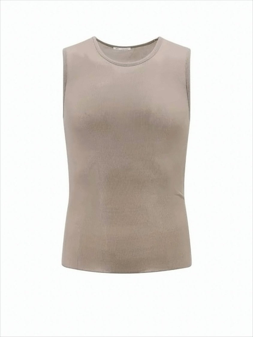 Ami Paris Ribbed Knit Sleeveless Top With Fitted Silhouette