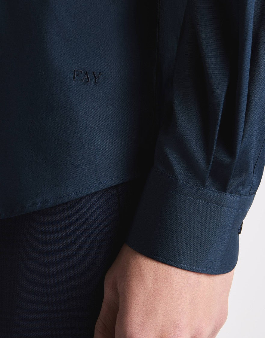 Fay Navy Blue Stretch Fabric Shirt