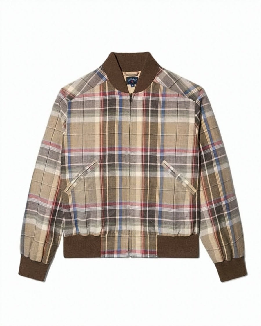 Noah Cropped Plaid Jacket With Ribbed Trim