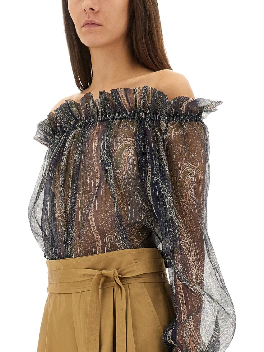 Saint Laurent Lurex Silk Creponne Top