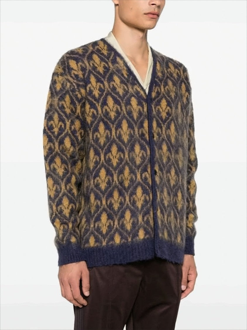 Needles Luxurious Mohair Blend Cardigan With Ornate Motif