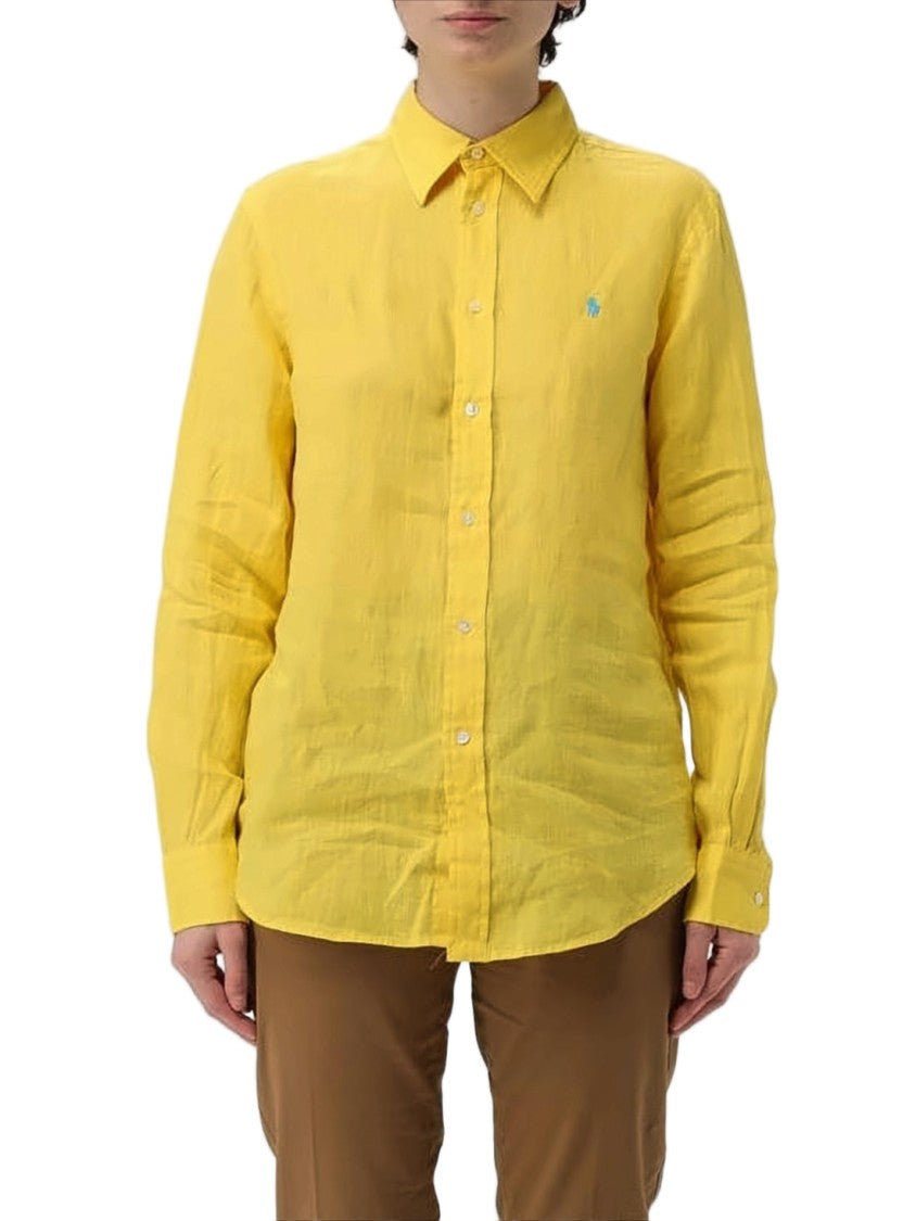 Polo Ralph Lauren Long-Sleeved Linen Button-Up Shirt With Classic Collar