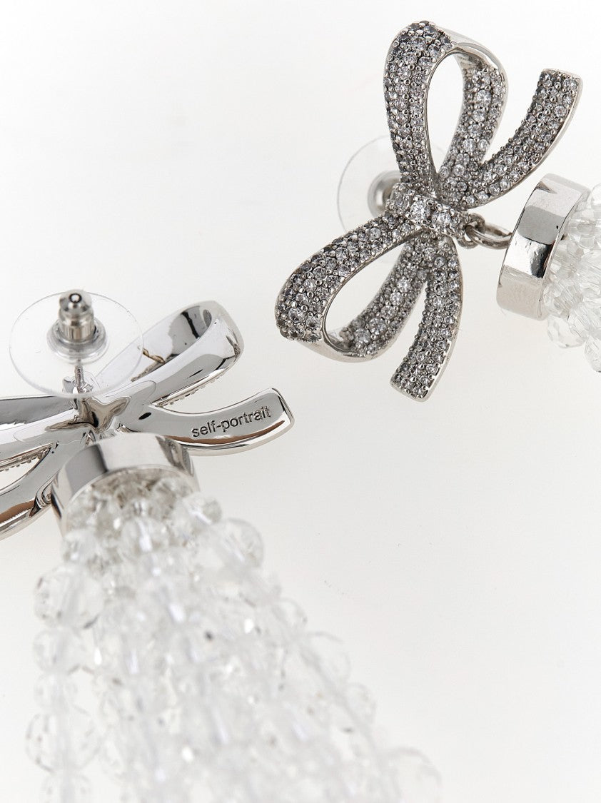 Self-Portrait 'Bow Beaded Waterfall' Earrings