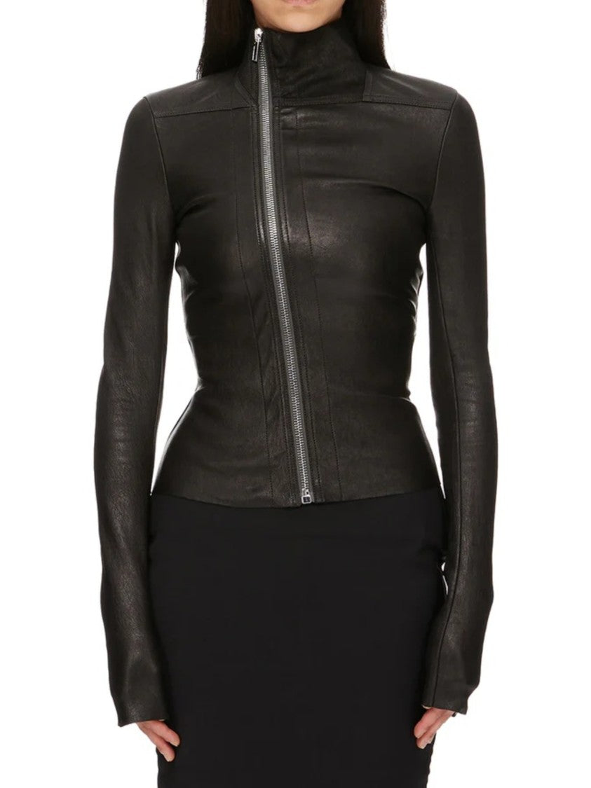 Rick Owens Gary Black Fitted Leather Jacket