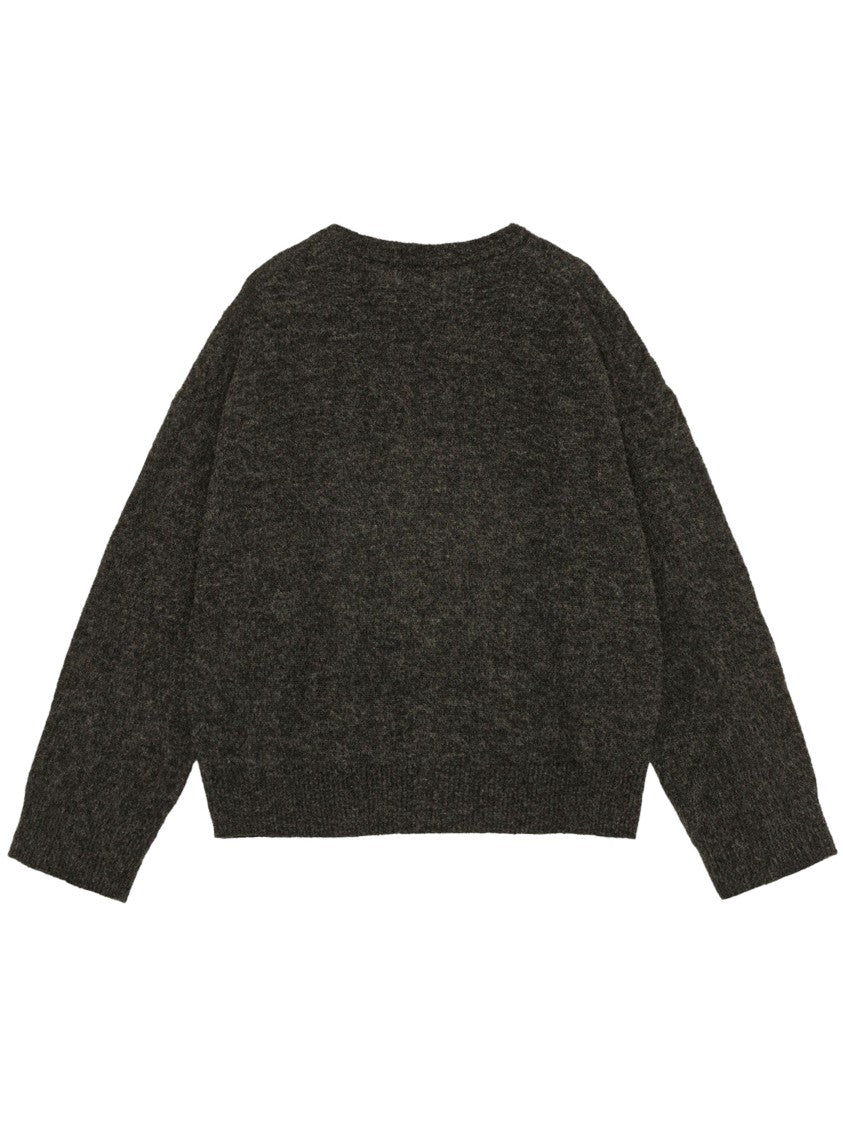 Ganni Oversized O-Neck Sweater In Fuzzy Alpaca Blend
