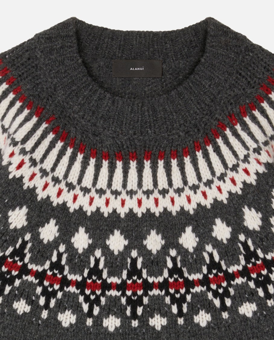 Alanui Wool Crewneck Sweater With Geometric Pattern
