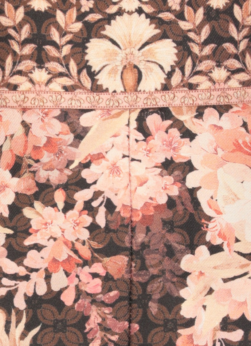 Zimmermann Brown Silk And Cotton Floral Short