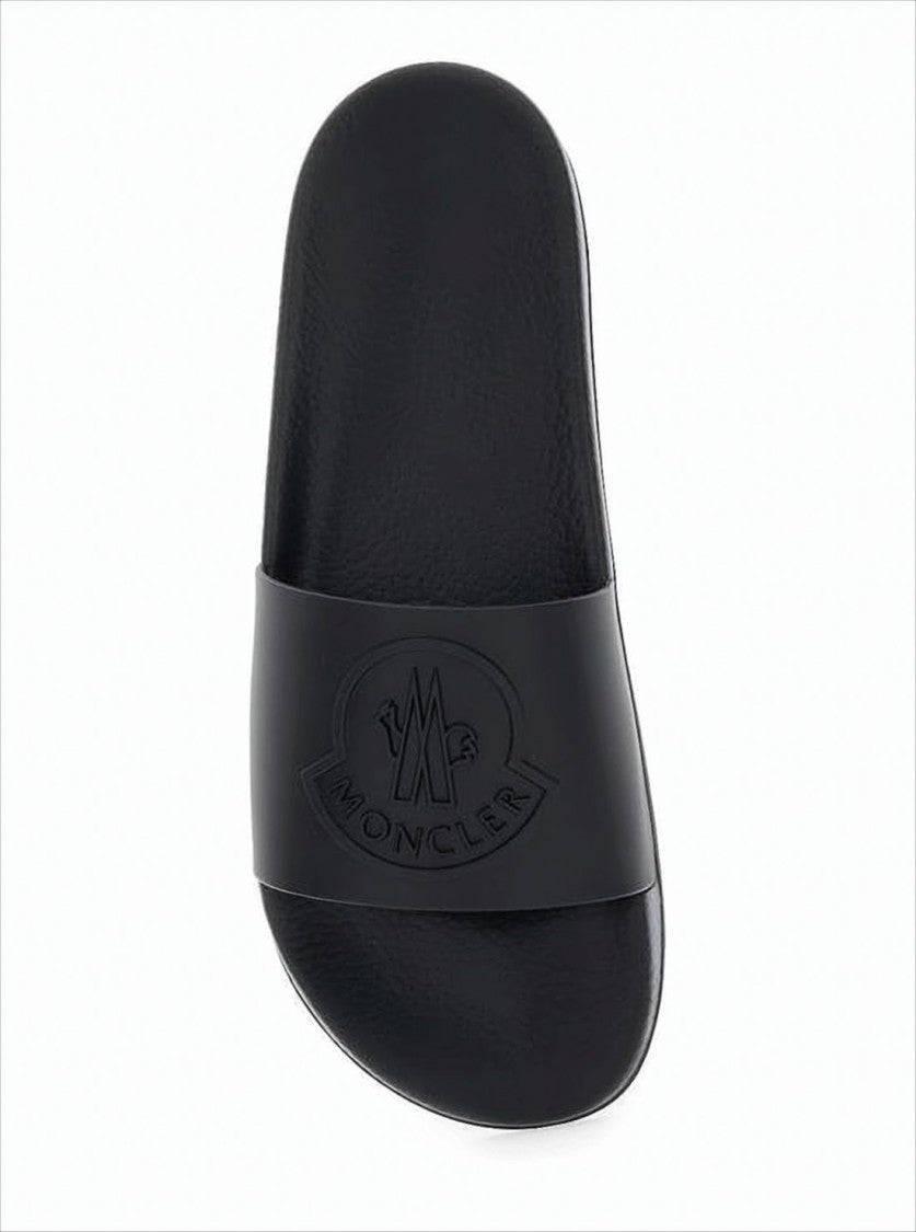 Moncler Minimalist Black Slide Sandal With Embossed Logo