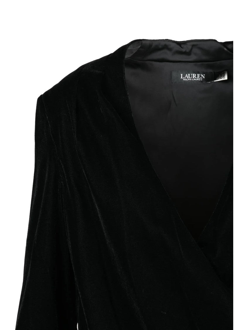 Lauren Ralph Lauren Black Polyester Wrap Velvet Blouse
