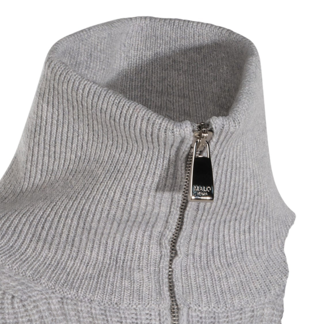 Malo Ribbed Zip High Stand Collar Turtleneck Sweater