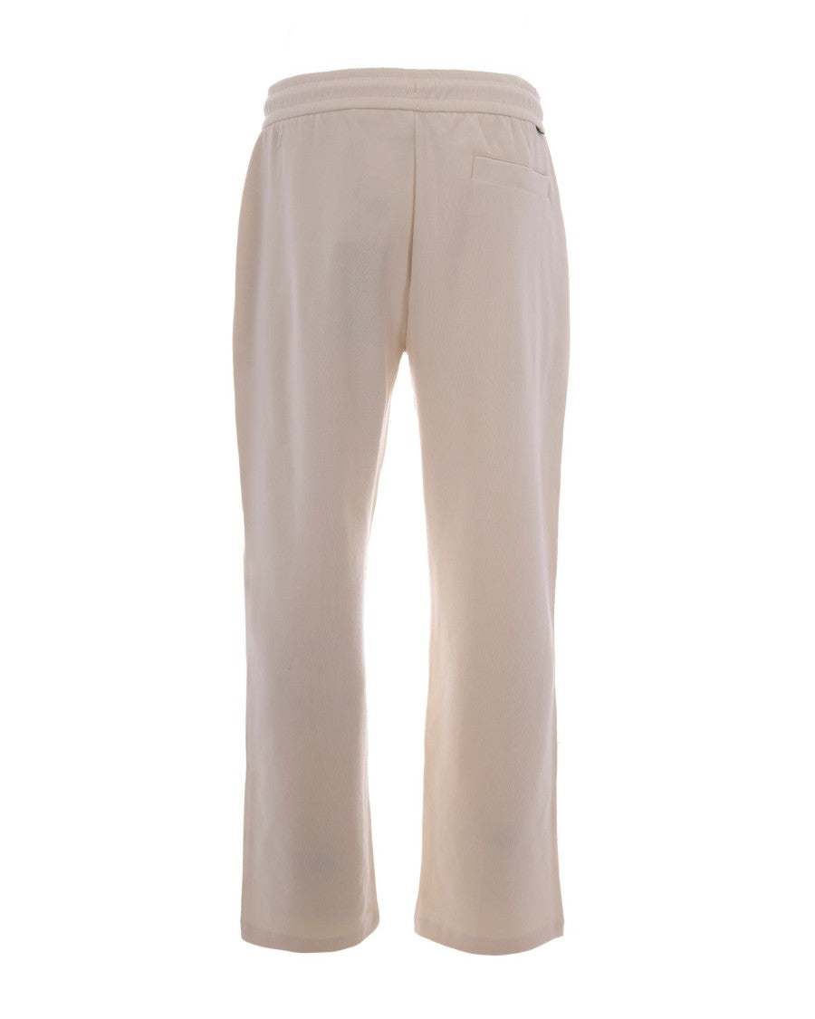 Boss Open White Straight-Cut Pants With Adjustable Waistband And Central Crease