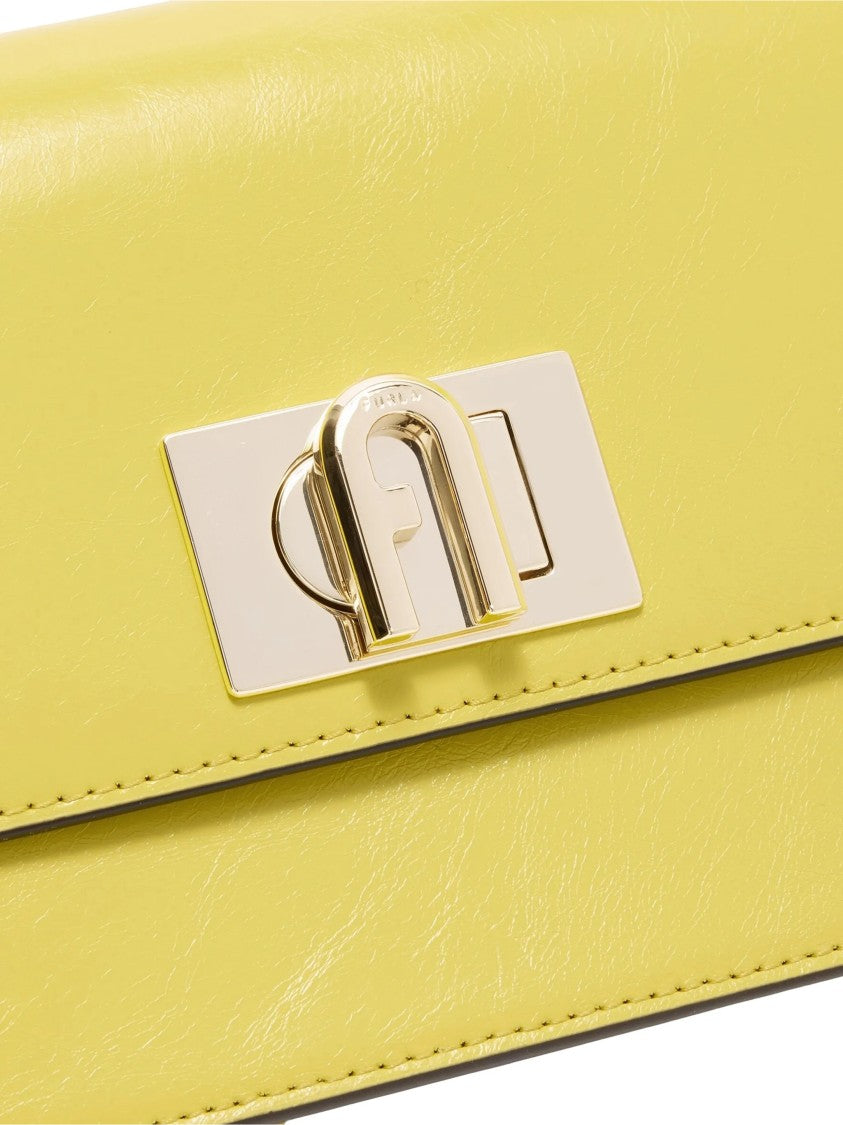 Furla Yellow 1927 Mini Leather Turn-Lock Bag