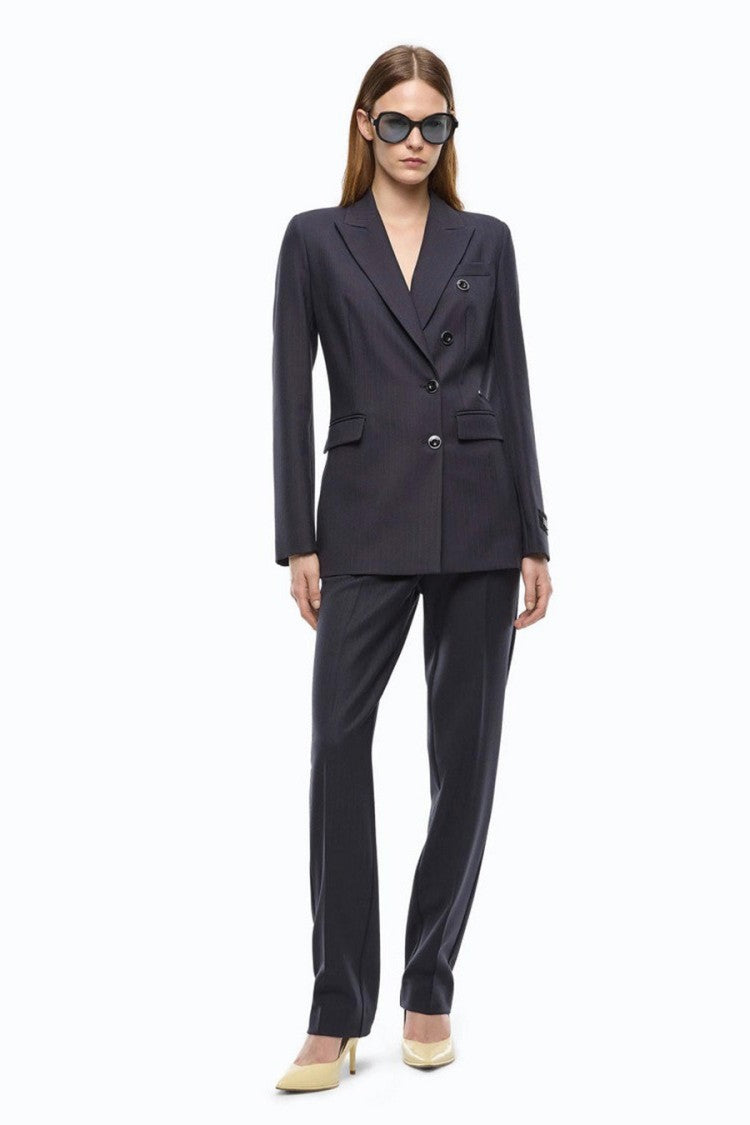 Pinko Blue Polyester-Wool Blend Double-Breasted Blazer