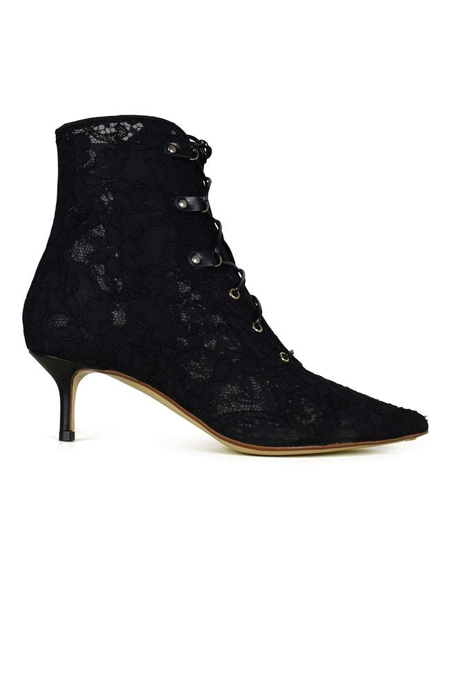 Francesco Russo Lace Ankle Boots With Central Lace Fasteners
