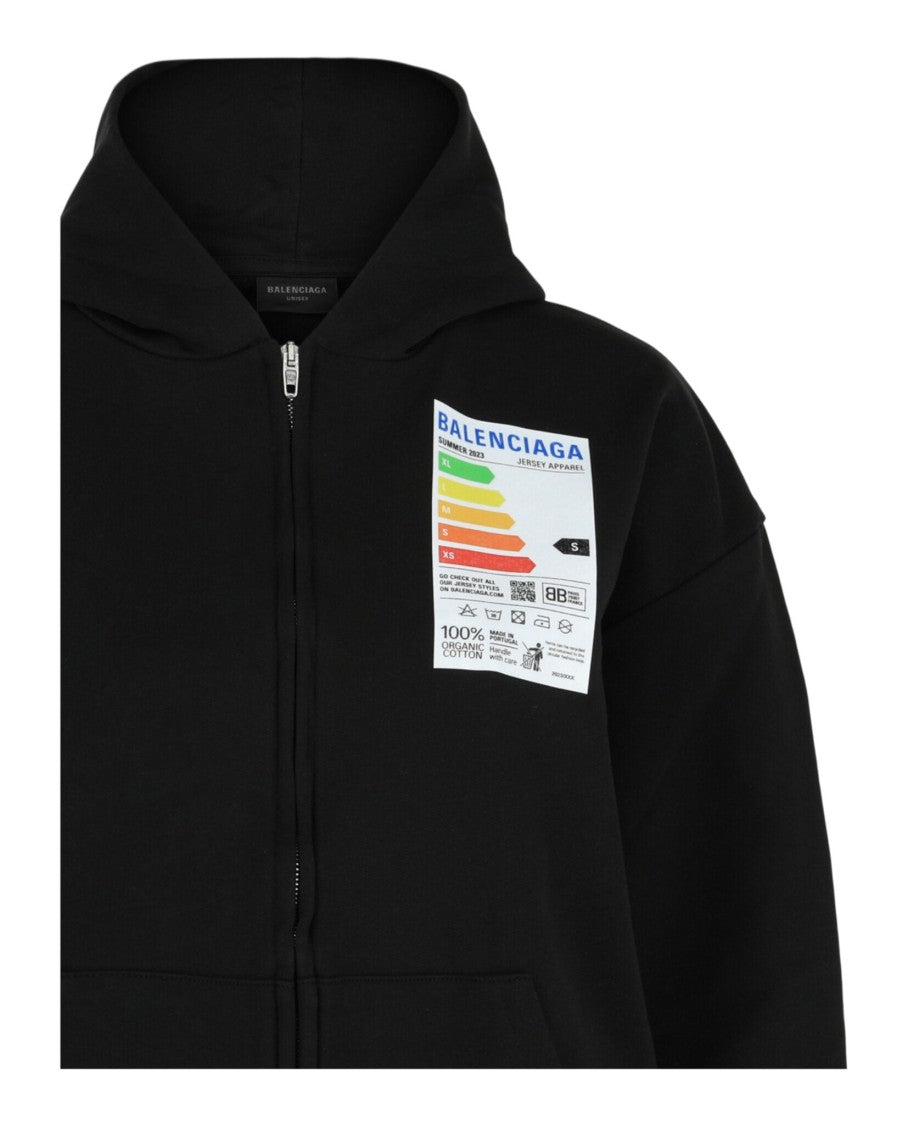 Balenciaga Novelty Graphic Zip-Up Hoodie With Silver Hardware