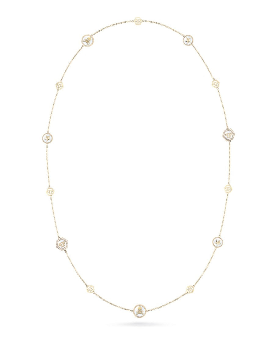 Philipp Plein Plein Mini Logo Crystal Cable Chain Necklace