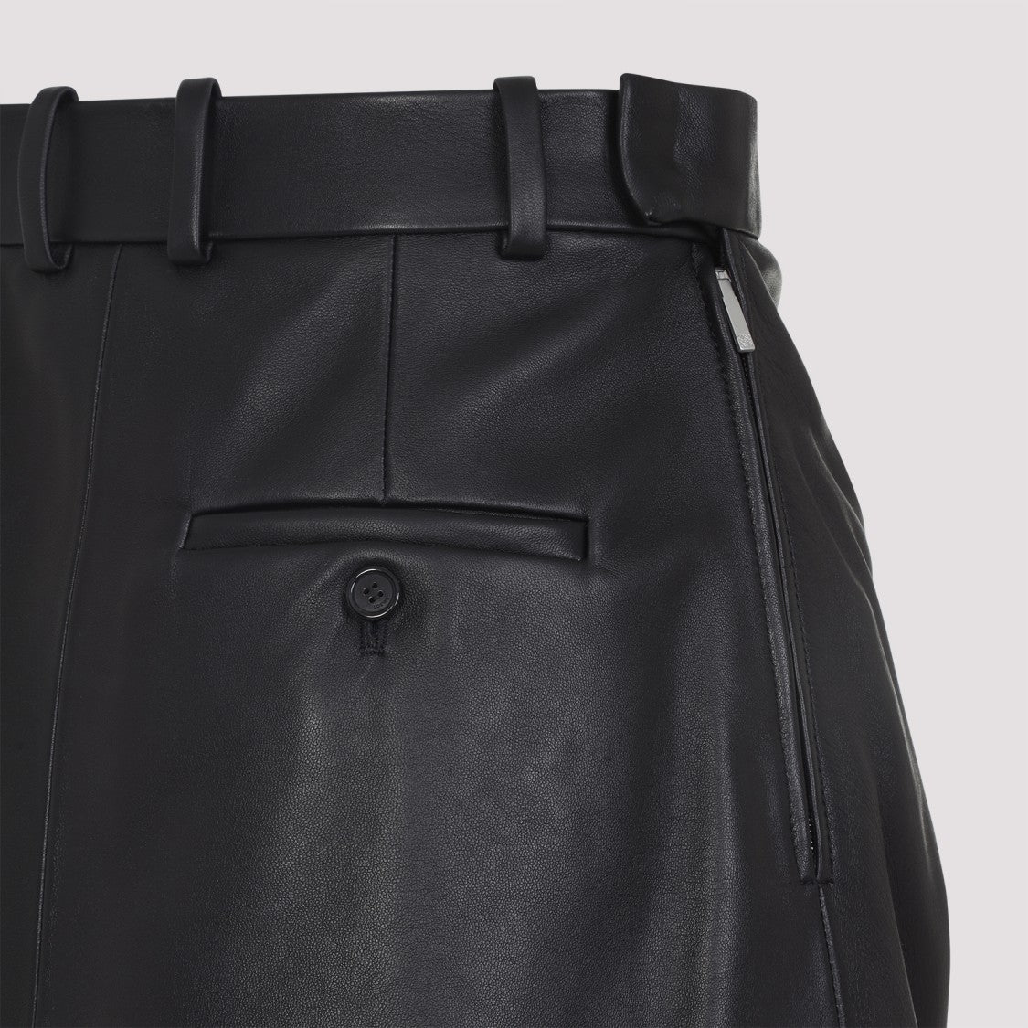 Loewe Draped Leather Skirt With Tailored Fit And Logo Belt