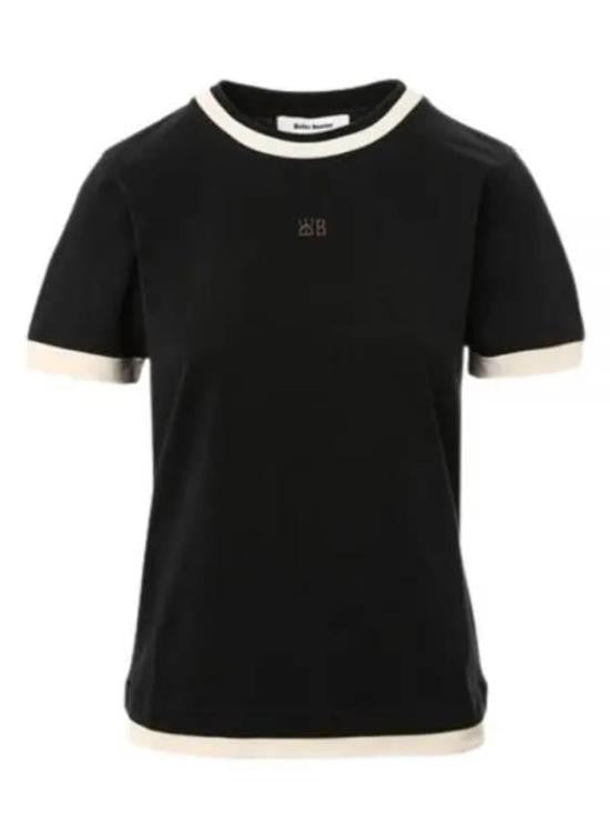 Wales Bonner Black Short-Sleeved T-Shirt With Contrasting White Trim
