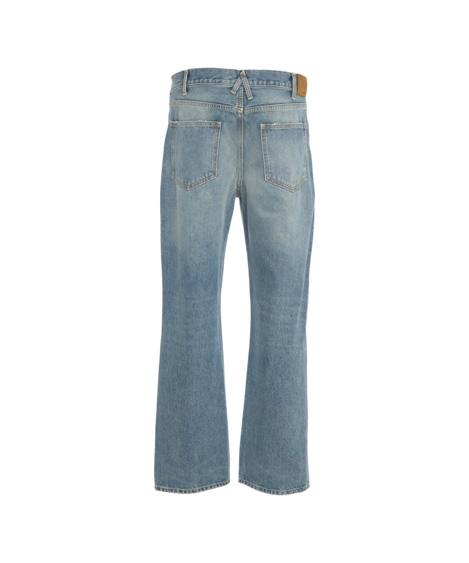 Cycle Straight Leg Denim Jeans With Distressed Details